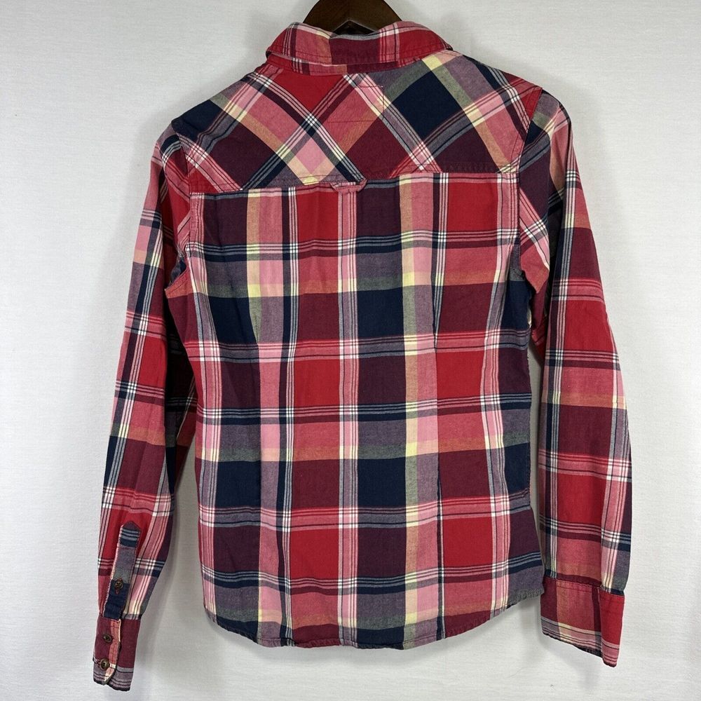 Aeropostale Women's Medium Flannel Shirt Red‎ Button Up Long Sleeve - Picture 8 of 8